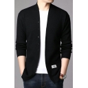 Street Look Mens Cardigan Solid Long Sleeves Slim Fit Button Fly Knitted Cardigan