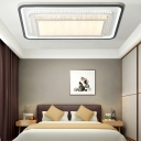 Nordic Layered Ceiling Lamp Beveled Cut Crystal Living Room LED Flush Mount Light in Black