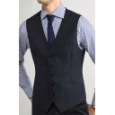 Creative Blazer Vest Pure Color V-Neck Sleeveless Skinny Button Down Suit Vest for Men