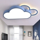 Cartoon Kids Bedroom Flushmount Light Arcylic Shade LED 2 Inchs Height Ceiling Light in Blue