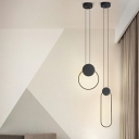 Simple LED Pendant Postmodern Bedroom Metal Hanging Lamp with Arcylic Shade