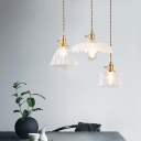 Nordic Style Brass Cord Glass Pendant Light Clear Hanging Lights for Dining Room