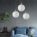 Single Simple Style Hanging Pendant in Brass Global White Glass Pendant Light Hanging Lights for Bedroom