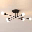 Open Bulb Living Room Ceiling Light Metal Modern Style Semi Flush Ceiling Light 8