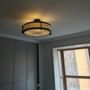 Black Flush Mount Lamp Traditional Fabric Ceiling Fixture for Bedroom Study Room