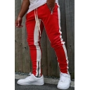 Men's Street Look Pants Color Block Drawcord Waist Skinny Full Length Pants