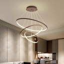Layered Circle Living Room Chandelier Light Aluminum Simplicity LED Pendant Light Fixture