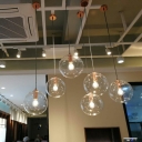 Minimalisma Modern Style Hanging Light Clear Glass Globe Pendant Light for Kitchen Shopwindow