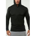 Basic Men's Hoodie Solid Color Long Sleeve Regular Fit Hooded Sweatshirt