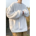 Creative Pullover Solid Color Crew Neck Baggy Long Sleeves Pullover for Men