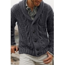 Classic Jacquard Printed Cardigan Lapel Collar Long Sleeve Relaxed Button Up Cardigan for Men