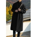 Modern Mens Trench Coat Turn-down Collar Double Breasted Long Sleeve Baggy Trench Coat