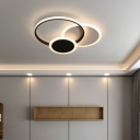 Contemporary Sleeping Room Dual Circles Ceiling Lamp LED Close to Ceiling Lighting