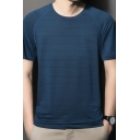 Leisure Tee Shirt Pure Color Round Neck Short-Sleeved Loose Fit T-Shirt for Guys