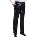 Elegant Mens Leather Pants Pure Color Mid Rise Regular Fit Pants