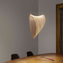 Modern LED Pendant Light for Living Room Wood Suspension Lamp Hollowed-out Birch Hanging Light