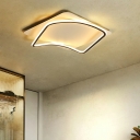 Contemporary Style Arc Square Shape Ceiling Lighting Silica Gel Bedroom LED Ceiling Mounted Fixture