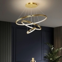 Contemporary Metal 3-Tier Ring Chandelier Lighting Acrylic Hanging Ceiling Light for Living Room