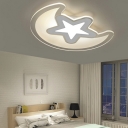 Nordic Style Moon and Star Ceiling Light Fixture Acrylic LED Child Bedroom Flush Mounted Lamp