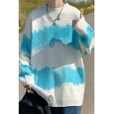 Boyish Mens Sweater Color Panel Crew Neck Long Sleeves Oversized Sweater