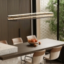 Contemporary Grey Island Fixture Linear Iron Shade LED Ceiling Mount Billiard Pendant for Living Room