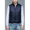 Freestyle Vest Solid Color Stand Collar Pocket Designed Regular Fit Zip Up Vest for Guys