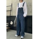 Classic Mens Denim Overall Solid Color Straight Fit Full Length Overall