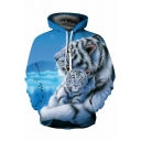 Hip-hop Men's Hoodie Animal Patterned Drawstring Oversized Long Sleeve Pocket Hoodie