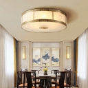 3/4/6 Lights Metal Drum Shape Ceiling Light Colonial Style Flush Mount Living Room Light Fixtures