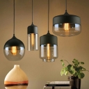 Industrial-Style Glass Black Hanging Ceiling Light Shaded Pendant Lighting for Kitchen Island