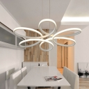 Flower Hanging Pendant Light Contemporary Metal Chandelier Pendant Light in White with 47 Inchs Height Adjustable Cord