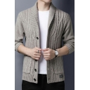 Daily Pure Color Men's Sweater Long Sleeve Lapel Collar Relaxed Fitted Cardigans