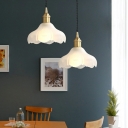 Industrial Style Pendant Light Glass 1 Light Hanging Lamp in White