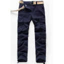Simple Pants Whole Colored Pocket Detail Zip Placket Full Baggy Length Pants for Men