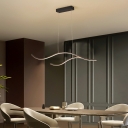 Minimalism Bifurcated Lines LED Island Light Metal Wave Line Dining Room Lighting Fixture