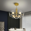 Metal Chandelier Light with Acrylic Shade Contemporary 2-Tier LED Ring Pendant Lamp for Living Room in Gold