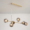 Linear Ceiling Hanging Light Postmodern Bubble Glass 6 Heads Living Room Island Lamp
