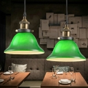 Green Bell Shade Single Light Pendant Light in Industrial Style for Warehouse Bar Garage