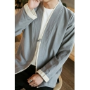 Guy's Leisure Jacket Fake Two Piece Long Sleeves Loose Fitted Single Button Jacket