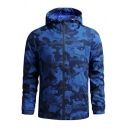 Cool Guy's Jacket Camouflage Pattern Long Sleeve Relaxed Fit Zip Placket Hooded Jacket