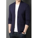 Street Look Guys Cardigan Whole Colored Button Detailed Side Pocket Regular Long Sleeves Cardigan