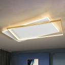 Contemporary LED Flush Lighting with Rectangle Acrylic Ceiling Lamp in Black/Gold
