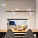 Minimalist Style Dinning Room Hanging Ceiling Light Island Light Fixture with Globe Glass Shade