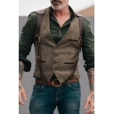 Trendy Mens Vest Pure Color Strap Designed Slimming Sleeveless V-Neck Leather Button Down Vest