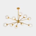 Ball Clear Glass Chandelier Lamp 43 Inchs Wide 10 Lights Hanging Ceiling Light with Branch Design