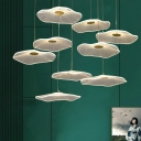 Contemporary Style LED Lotus Leaf Shaped Pendant Light Acrylic Cluster Hanging Light for Living Room