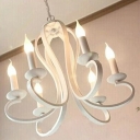 Flameless Candle Chandelier 6 Lights Colonial Style Metal Hanging Light for Living Room