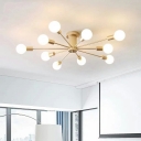 Burst Semi Flush Ceiling Light Postmodern Metal 7 Inchs Hight Living Room Flush Chandelier