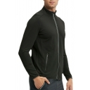 Elegant Jacket Solid Color Pocket Designed Stand Collar Slimming Zip Placket Jacket for Men
