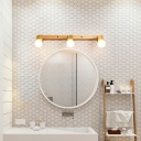 Ball Shade Bathroom Vanity Wall Sconce Wooden Siding Angle Adjustable Vanity Mirror Lights in Beige